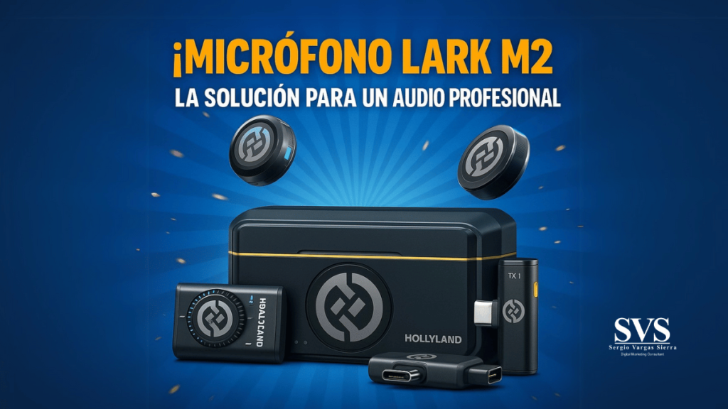 Primer plano de un micrófono profesional sobre fondo oscuro, representando la creación de contenido digital con inteligencia artificial y tecnología de audio para redes sociales y podcasts.